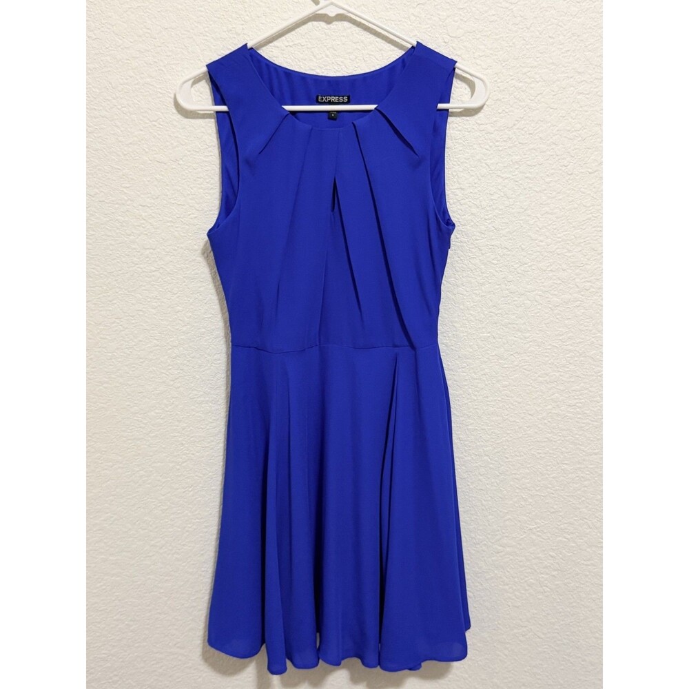 Express Sleeveless Royal Blue Fit and Flare Cocktail Dress 6